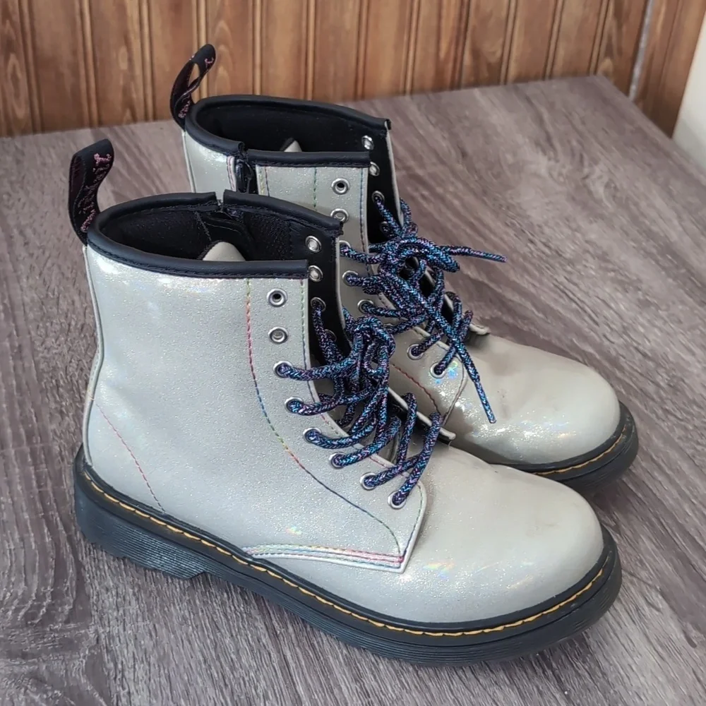 Dr Martens 1460 Sparkle Rays Silver Glitter Combat Boot Size Women's 4M